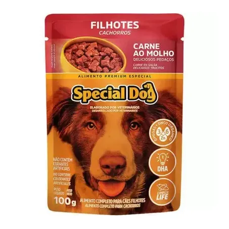 Ração Special Dog Filhotes Carne Sachê 100g 
 