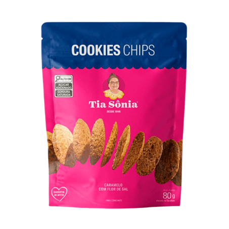 Cookies chips tia sônia caramelo com flor de sal 80g