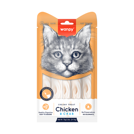 Petisco gato wanpy creamy frango e caran