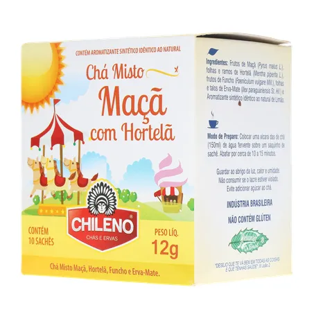 Chá Misto Chileno Maçã com Hortelã Sachê 1.2gr - Caixa com 10un - 12gr 360-22