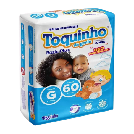Fralda toquinho de gente jumbo tamanho g 60un