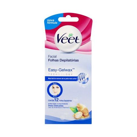 CERA DEPILATORIA VEET PELE DELICADA COM 12 UNIDADE 50X90 