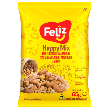 Happy Mix Amendoim, Castanha de Caju e Milho Feliz 65G