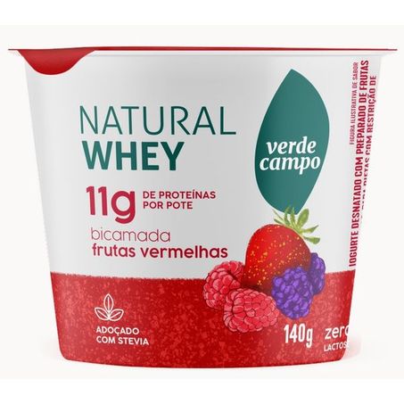 IOGURTE VERDE CAMPO NATURAL WHEY BICAMADA FRUTAS VERMELHAS POTE 140G
