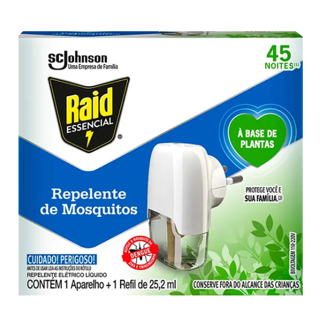 Inseticida Elétrico Raid Plantas 45 Noite Ap + Refil