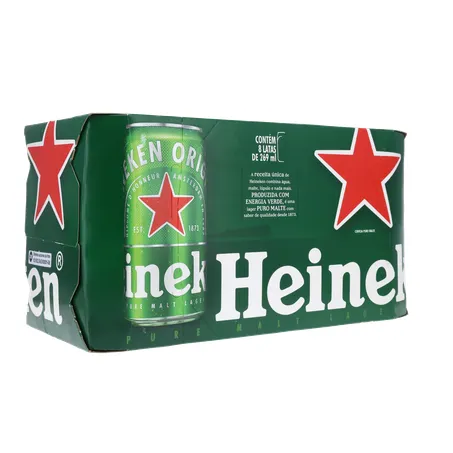 Cerveja Lager Heineken Puro Malte Lata 269ml - Pacote com 8un - 2.1lt 360-33