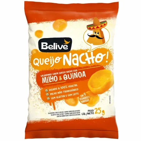 SALGADINHO DE MILHO SABOR QUEIJO NACHO 25G - BELIVE