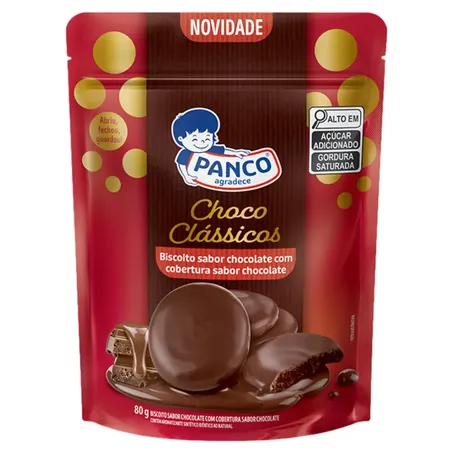 Biscoito Chocolate Cobertura Chocolate Panco Choco Clássicos Pouch 80g