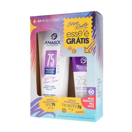 KIT PROTETOR SOLAR ANASOL FPS 75 200G + GRÁTIS PROTETOR SOLAR FACIAL FPS 75 60G 360-2