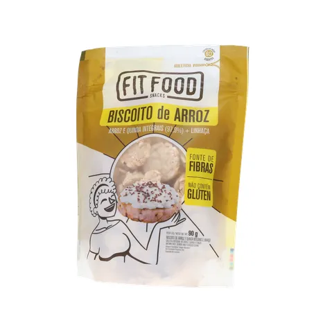 Biscoito de Arroz Fit Food Quinda Integrais e Linhaça Sachê 90gr 360-1