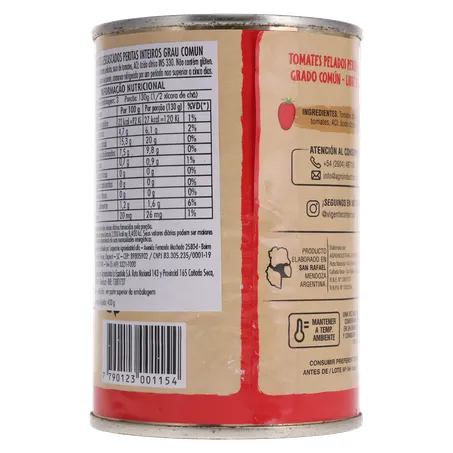 TOMATE PELADO IMPORTADO DA ARGENTINA VIGENTE LATA 230G 360-17