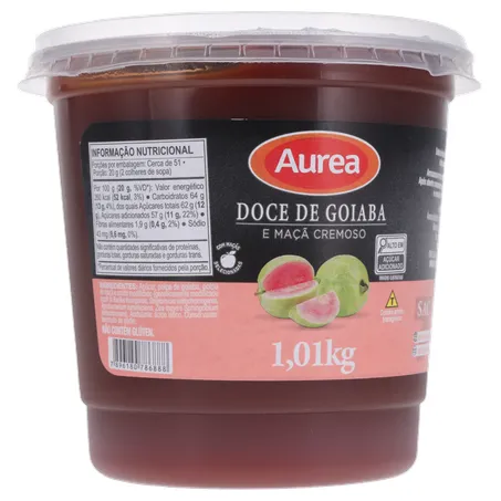 Doce de fruta aurea goiaba e maça pote 1.01kg 360-34