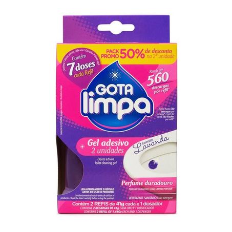 Pack Detergente Sanitário + Gel Adesivo Gota Limpa Lavanda Caixa 2un - Refil