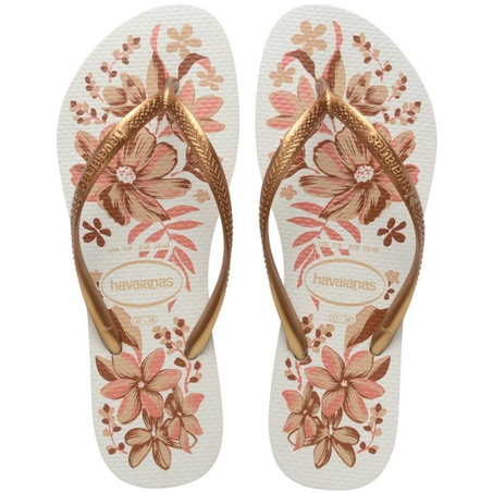 Sandália Havaianas Slim Organic Branco e Dourado 39/40