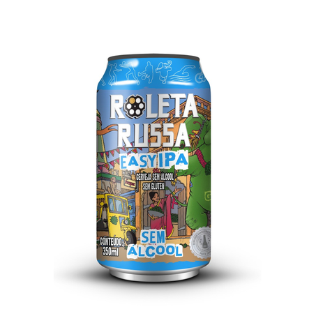 Cerveja Roleta Russa Easy Ipa Sem Álcool e sem Glúten Lata 350Ml