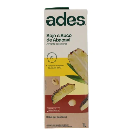 Bebida a Base de Soja Ades Sabor Abacaxi Caixa 1lt 360-0