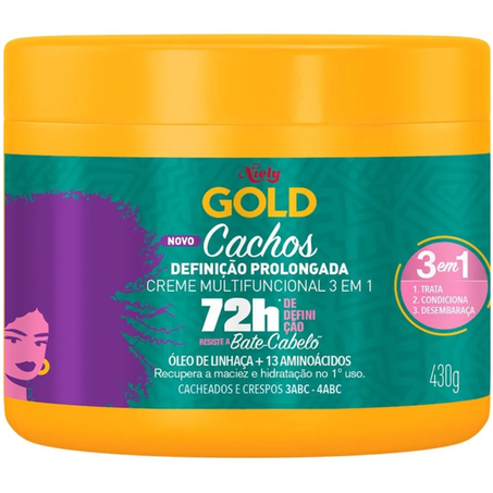 Creme tratamento niely gold 430ml cachos definicao prolongada
