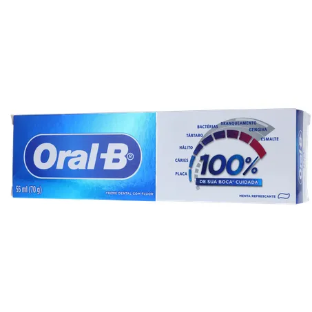 Creme Dental Oral-B 100% Com Flúor Menta Refrescante 70g 
  360-2