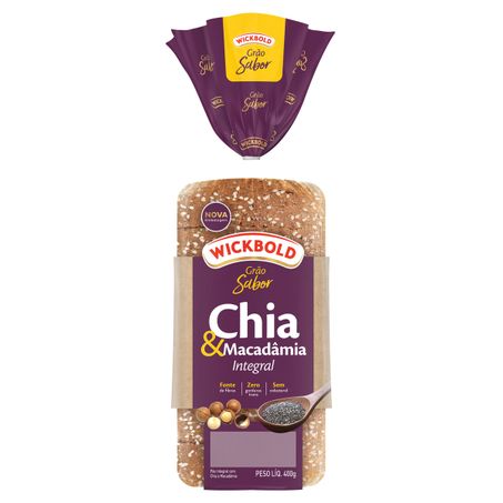 PÃO INTEGRAL CHIA E MACADÂMIA WICKBOLD GRÃO SABOR