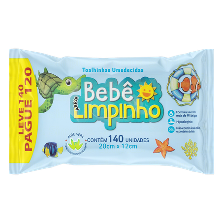 Toalha umed.bebe limpinho lvpg c/140