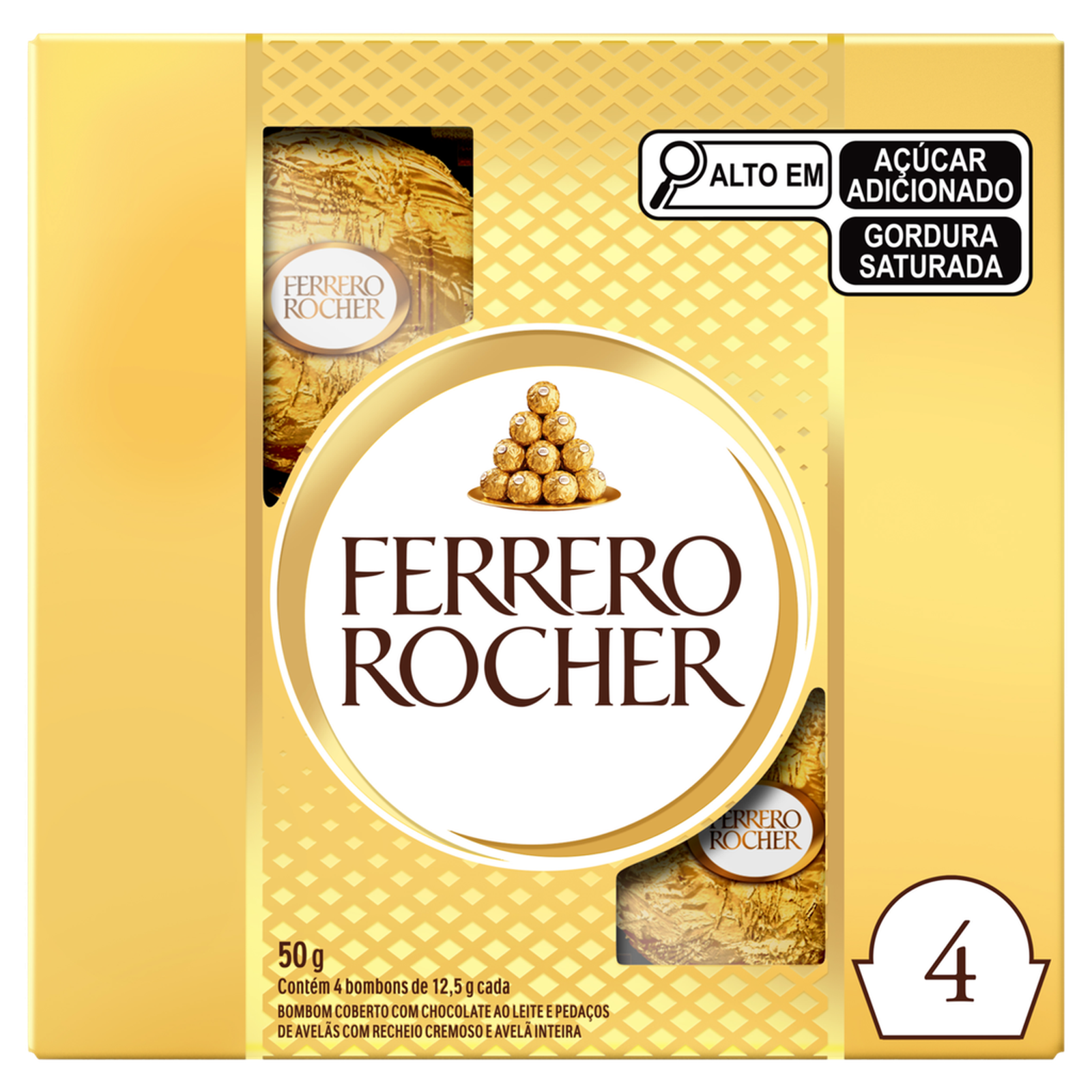 Bombom ferrero rocher c/4 50g