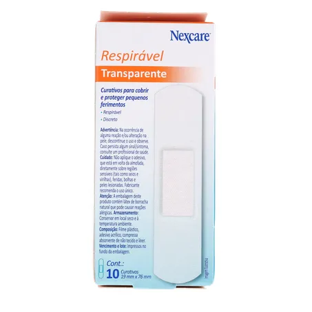 Curativo nexcare transparente respirável caixa c-10unid 360-2