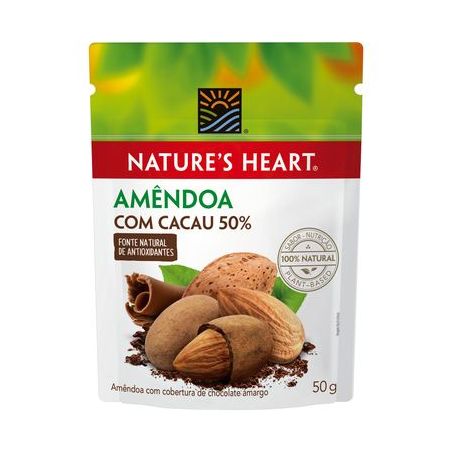 SNACK NATURE HEART 50G AMENDOA CACAU 50%