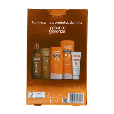 Kit cenoura e bronze protetor solar 200ml + facial 50g fps 30 360-18