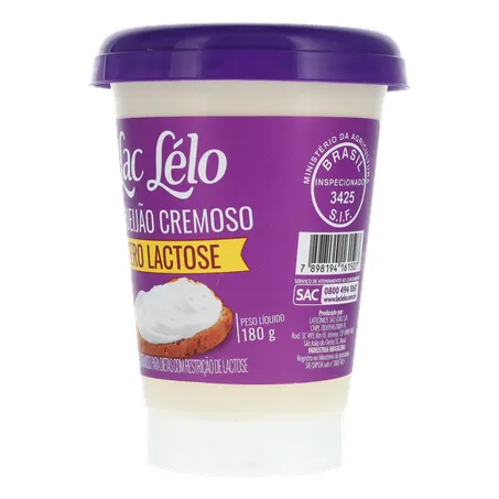 Requeijão Cremoso Lac Lelo Zero Lactose Copo 200G 360-5