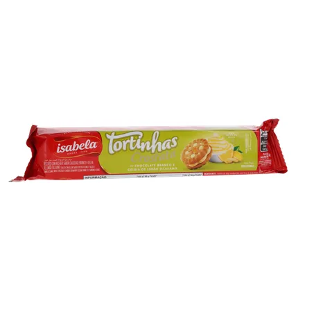 BISCOITO RECHEADO ISABELA TORTINHAS CROSTATA CHOCOLATE BRANCO/LIMÃO 80G 360-35