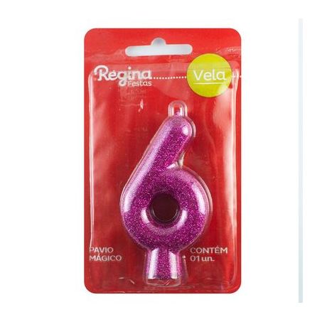 Vela aniversário cintilante pink regina n6