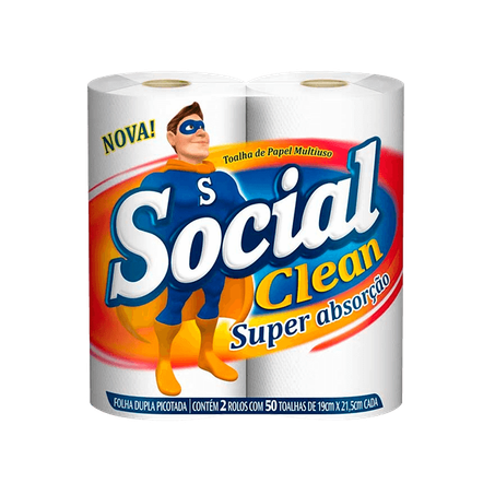 Toalha Papel Social Clean C/1 x 100fls Branca 19x19cm