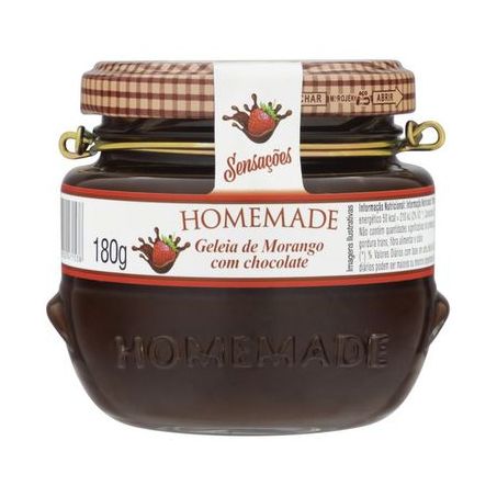 Geleia sensações homemade morango com chocolate 180g