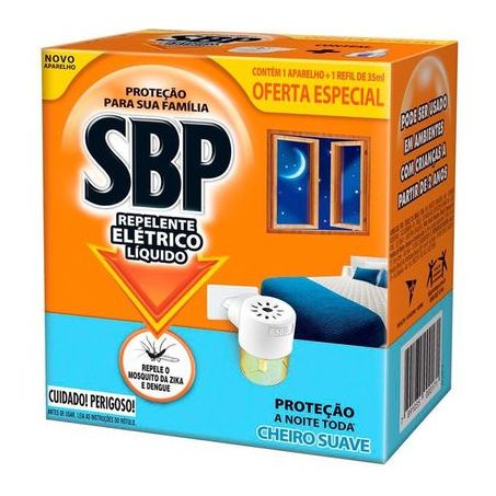 Repelente eletrico liquido cheiro suave aparelho/refil sbp 45 noites
