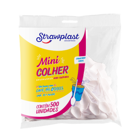Colher mini plastico strawplast 628 c/100un
