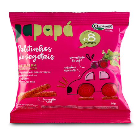 Biscoito Infantil Palitinhos de Vegetais Papapá Beterraba 20G