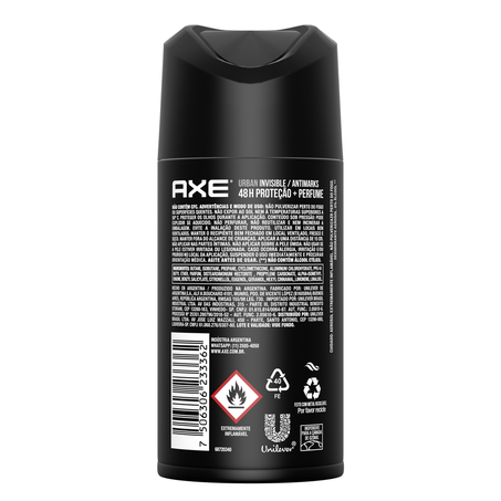 Antitranspirante Aerossol AXE Urban Invisible 152 ml 360-3