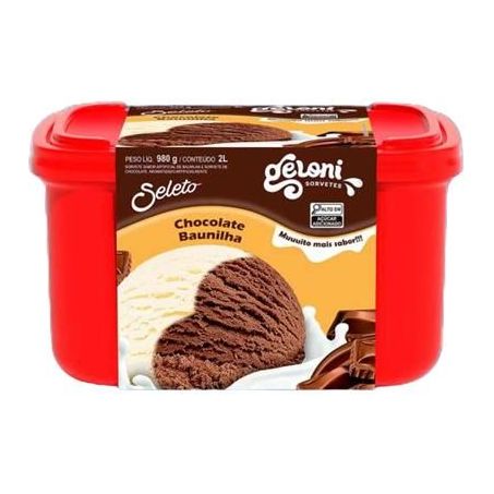 Sorvete Geloni 2l Seleto Chocolate Baunilha