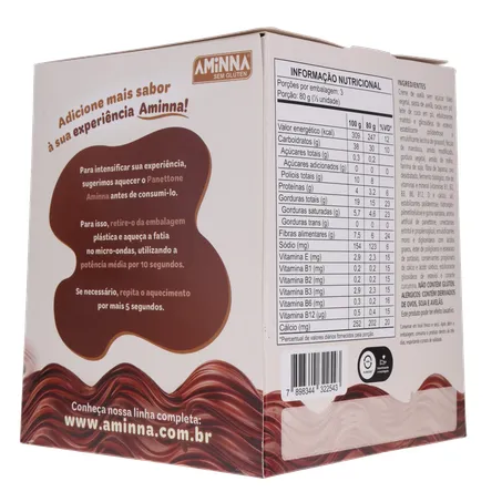 PANETONNE AMINNA S/GLÚTEN CREME DE AVELÃ 240G 360-13