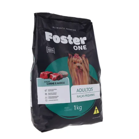 ALIMENTO PARA CÃO FOSTER ONE RAÇAS PEQUENAS CARNE E ARROZ PACOTE 1KG 360-33