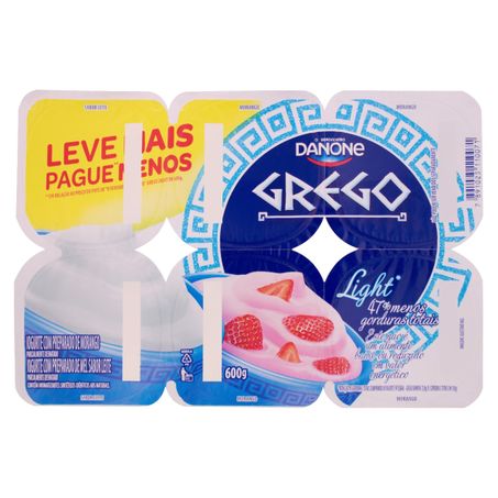 Iogurte Danone Grego Light Original E Morango Bandeja 600G
