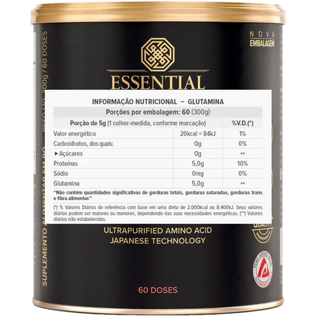 Glutamina Essential Lata 300g 360-3