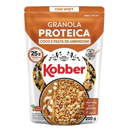 Granola Proteica Kobber Coco e Pasta De Amendoim 200g