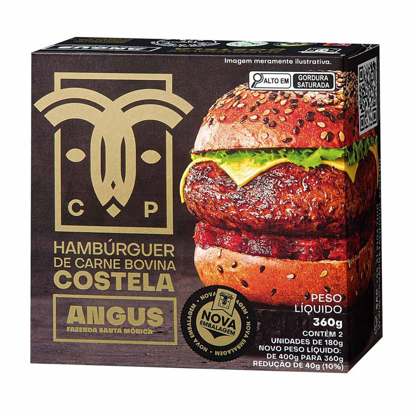 HAMBURGUER BOVINO COSTELA CARAPRETA 360G