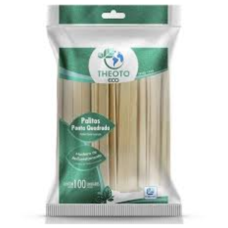 Palito picole ponta quadrada com 100un