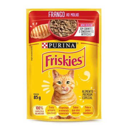Alimento para Gatos Adultos Purina Friskies Frango Ao Molho Sachê 85gr
