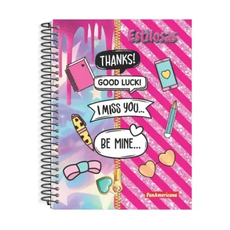 Caderno Estilosas Panamericana 20mt 320f Pautabolsa PlasticaAdesivo
