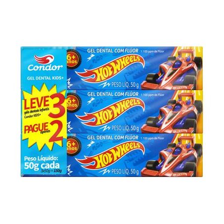 KIT GEL DENTAL CONDOR KIDS HOT WHEELS 50G LV3PG2
