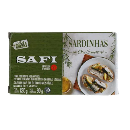 SARDINHA IMPORTADA MARROQUINA SAFI COM ÓLEO CAIXA 125G 360-1