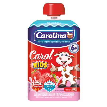 Iogurte carolina kids morango pouch 90g